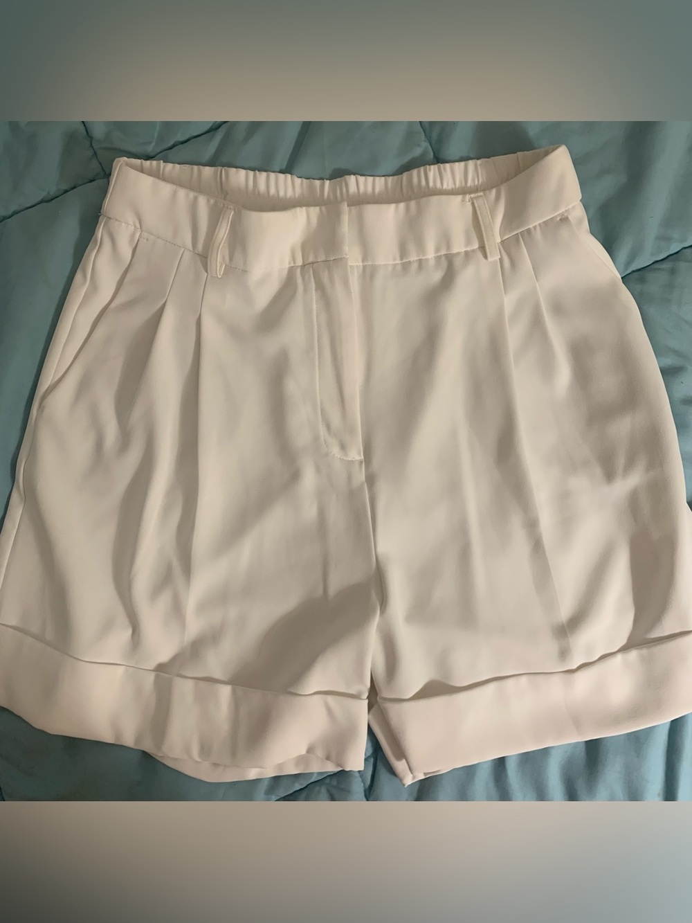 Rachel Zoe White Pleated High-Waist Shorts
